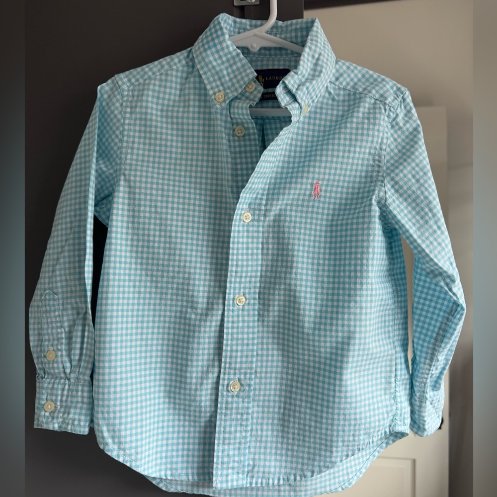 Ralph Lauren Blue and White Cotton button down shirt